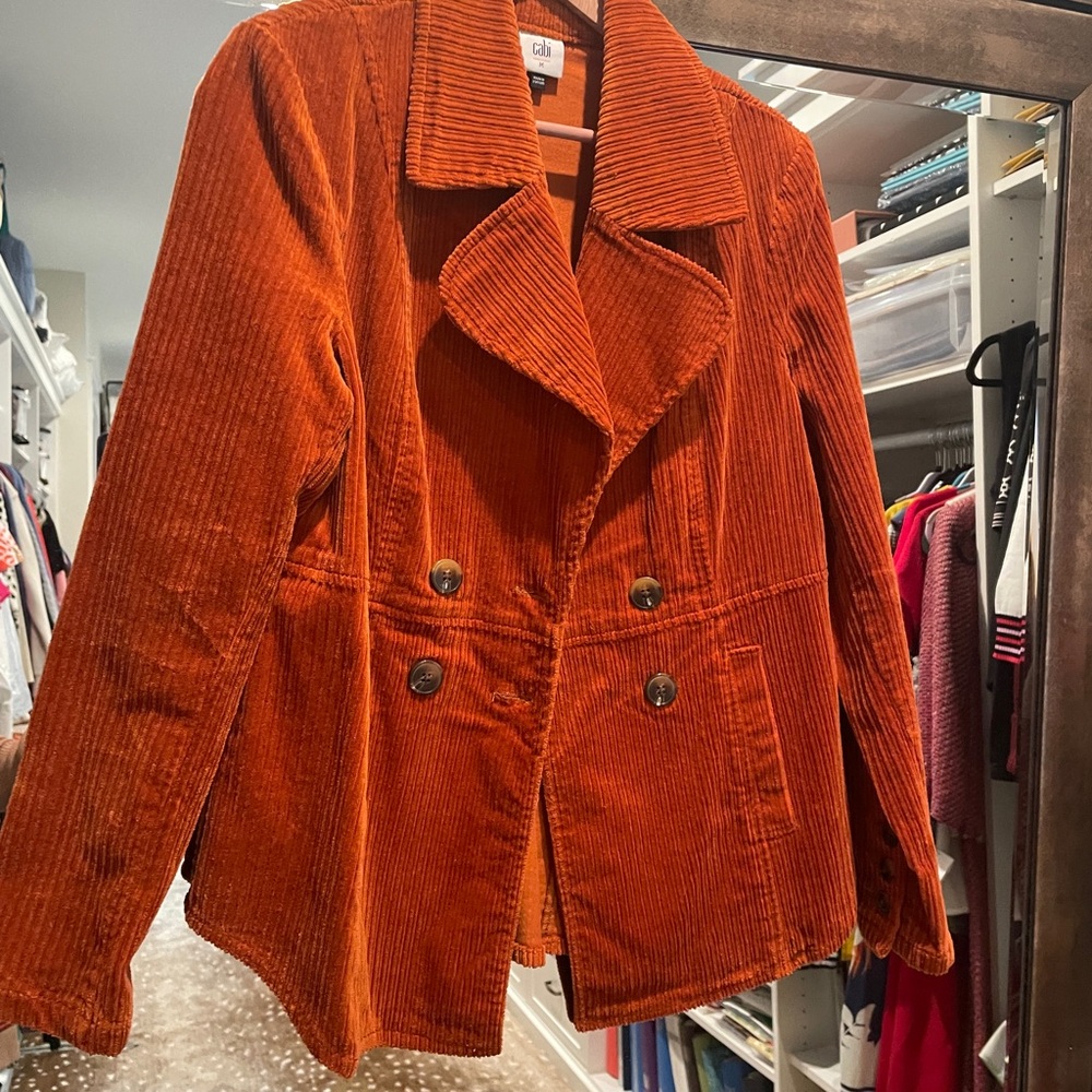 CAbi Orange Corduroy Blazer Size Medium